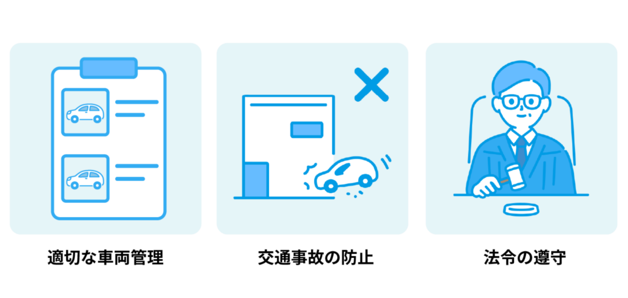 適切な車両管理・交通事故の防止・法令の遵守のイメージ図