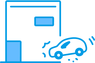 車が建物にぶつかっているイラスト